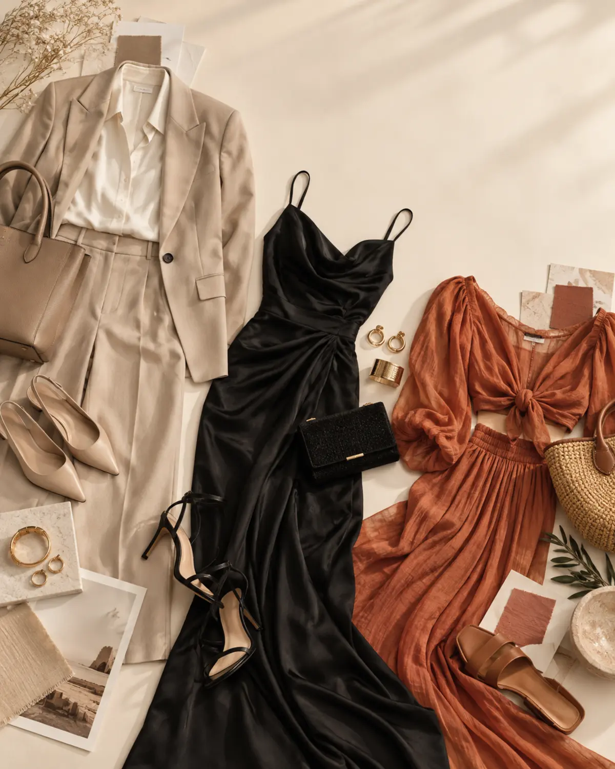 Hunt the Look fashion editorial flat lay